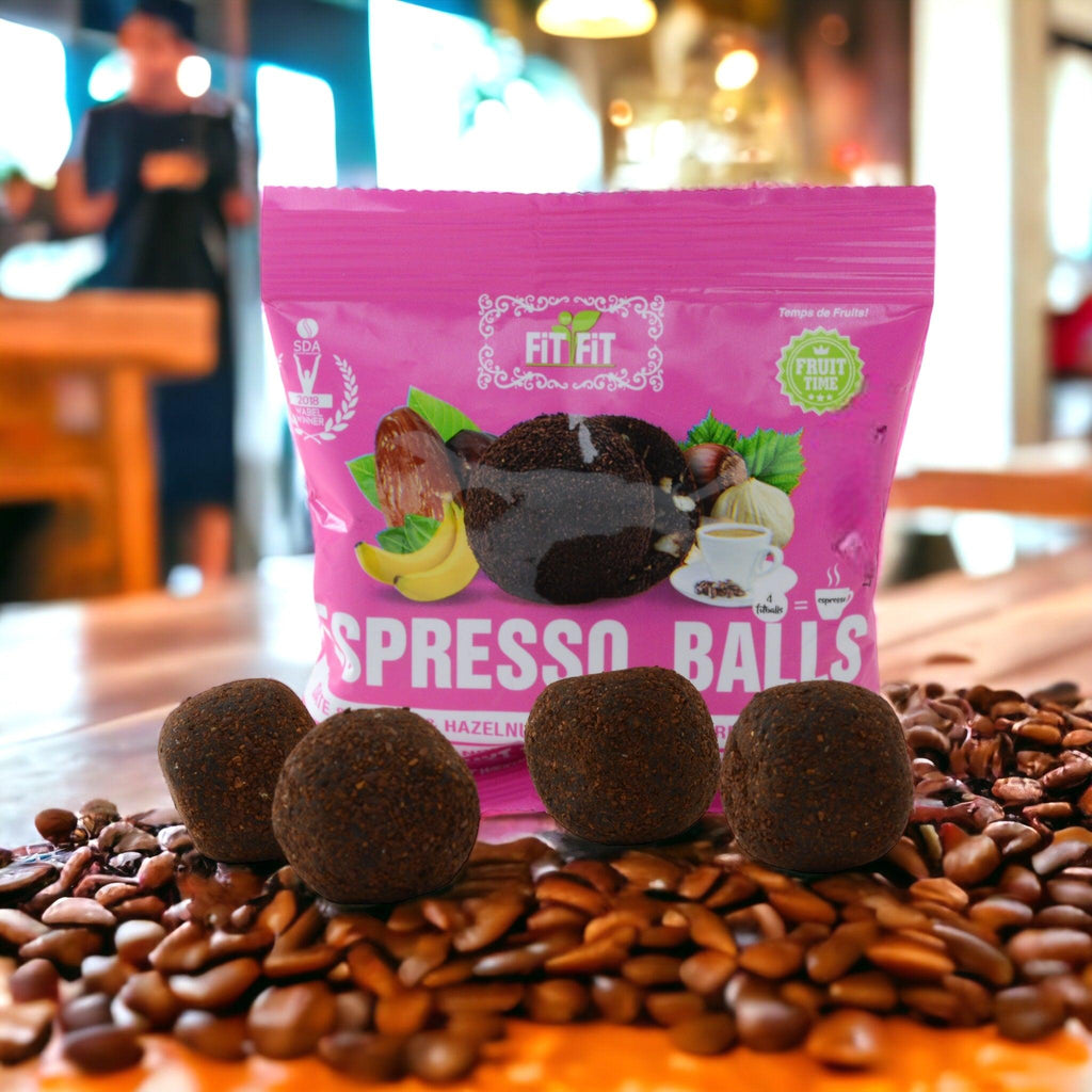 Healthy Snack Fit-Fit 'Grab & Go' Energy Balls Espresso Coffee, Dates,  Banana and Hazelnuts