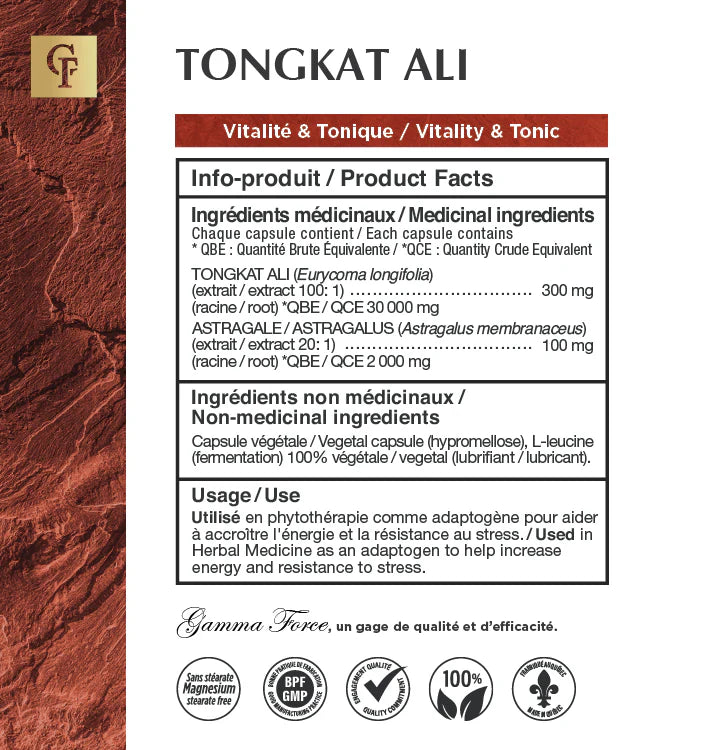 Gamma Force - Tongkat Ali - Énergie & Vitalité - 60 caps