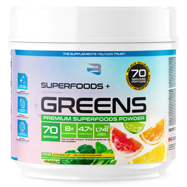 Believe Supplements - Superfoods + Greens - Mélange d'Agrumes - 700g - Fitfitfit.fit