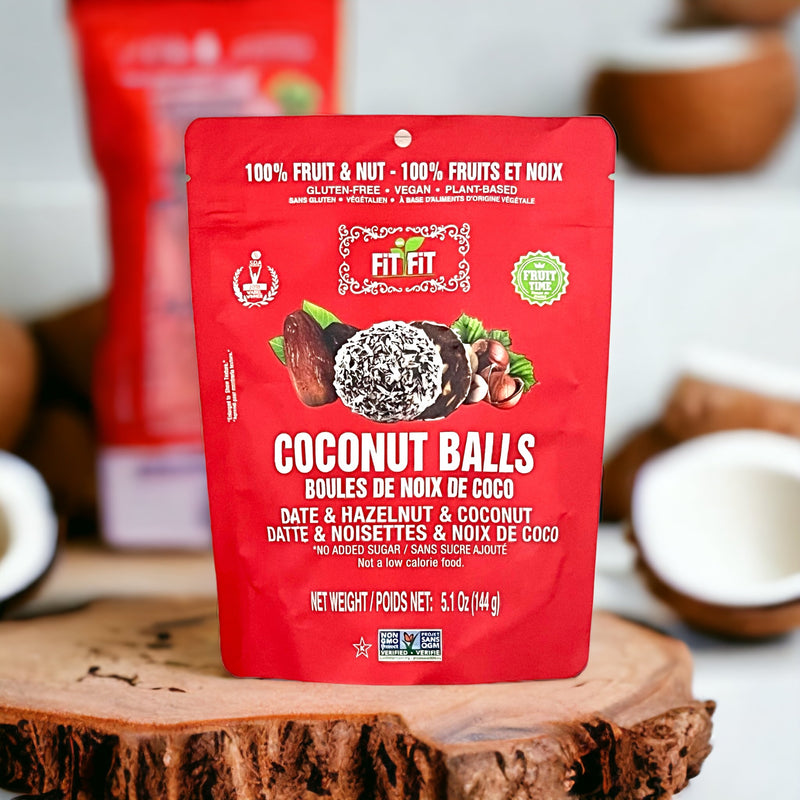 Healthy Snack Fit-Fit Energy Balls Dates, Hazelnuts & Coconut