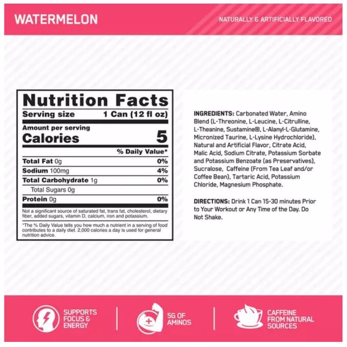 Optimum Nutrition - ON - Amin.o Energy + Electrolytes Sparkling - Melon d'eau Boisson Optimum Nutrition - ON 