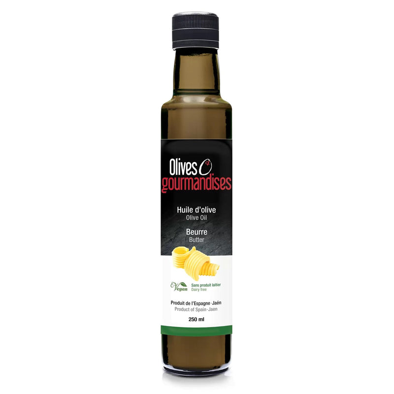 Huile d'olive infusée au Beurre Huile d'olive et Vinaigres Balsamiques Olives et Gourmandises 