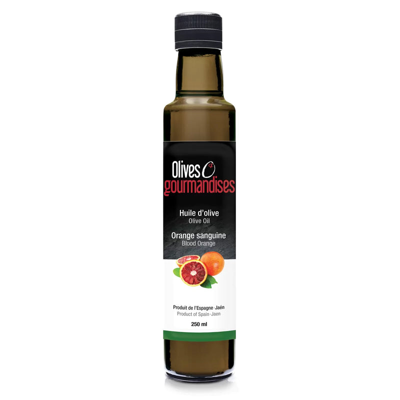 Huile d'olive infusée à l'Orange Sanguine Huile d'olive et Vinaigres Balsamiques Olives et Gourmandises 