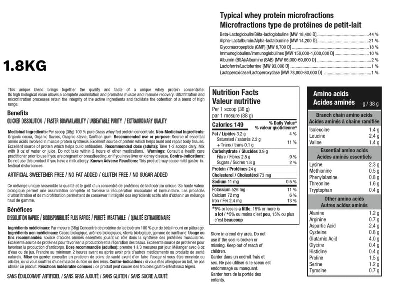 Atp Lab - Grass Fed Whey - Chocolat Noir biologique - 1,8 kg Vitamines & Suppléments ATP Lab 