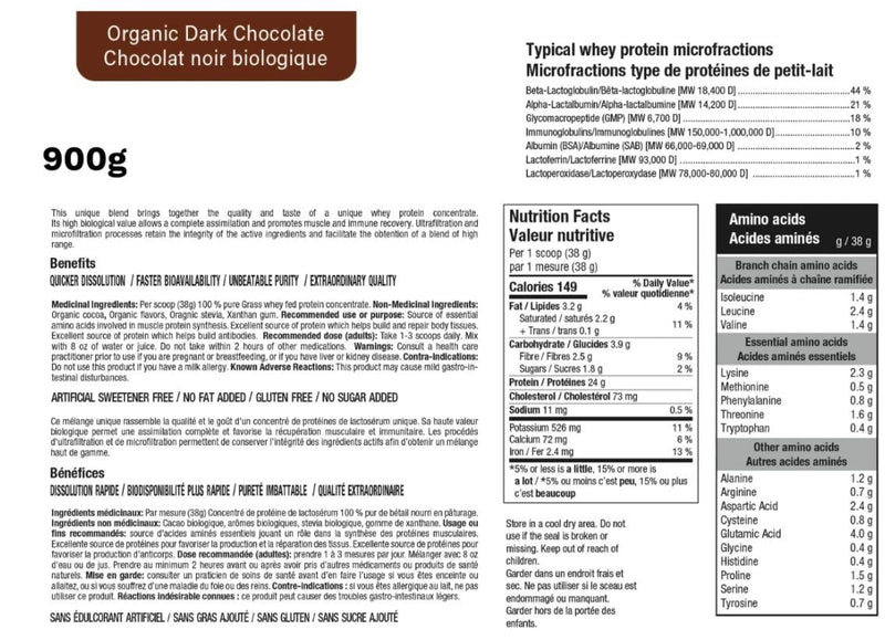 Atp Lab - Grass Fed Whey - Chocolat Noir biologique - 900 g Vitamines & Suppléments ATP Lab 