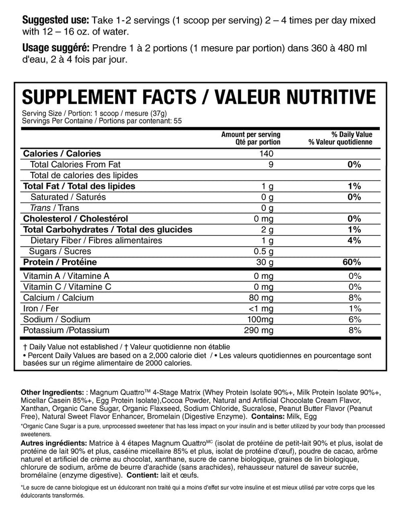Magnum Nutraceuticals - Quattro - Peanut Butter Cups - 4 lbs Vitamines & Suppléments Magnum Nutraceuticals 