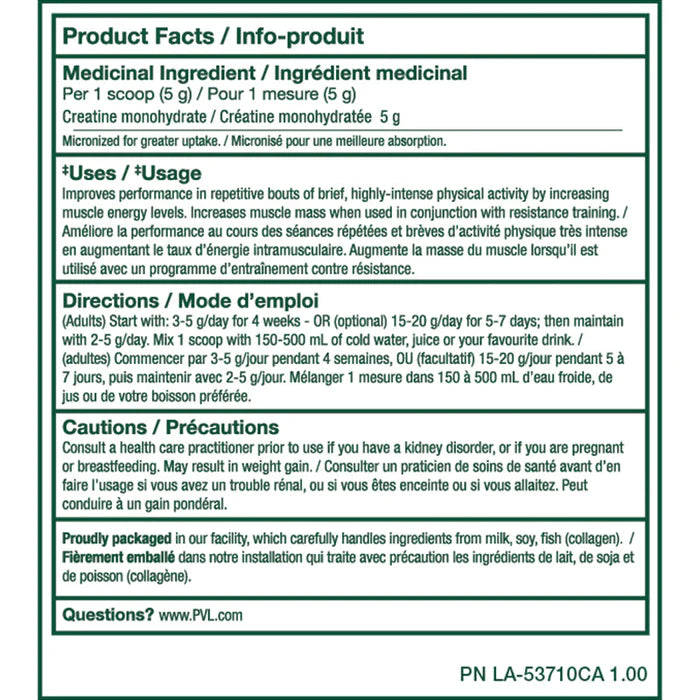 Pure Vita Labs - PVL Essentials- 100% Pure Creatine - Sans saveur - 1000g Vitamines & Suppléments Pure Vita Lab 