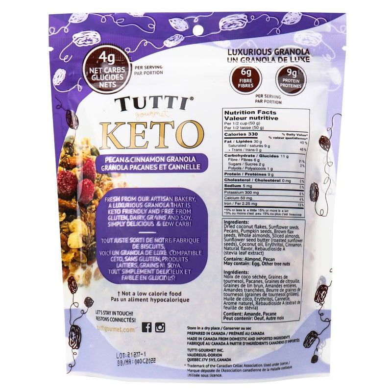 Tutti Gourmet - Keto Granola Vegan Pacanes et Cannelle - Fitfitfit.fit
